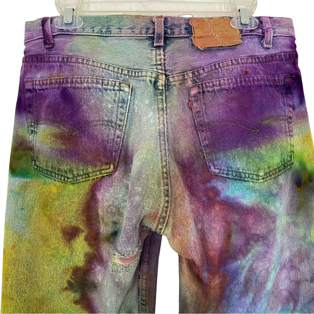Vintage Levi’s Jeans Waist Size 30 31 Levis 501 Tie Dye VTG 90s Button Fly Multi - Picture 6 of 15